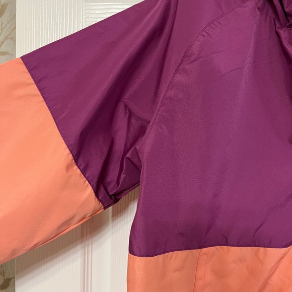 Eddie Bauer Kids Colorblock Hooded Windbreaker Jacket Purple Coral Size XL 18 20 - Picture 2 of 11